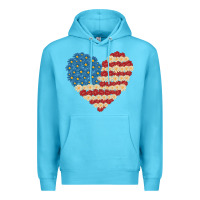 Ocean Blue american heart flag Premium Hoodie - MaliasSmallBusiness