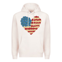 Pale Pink american heart flag Premium Hoodie - MaliasSmallBusiness
