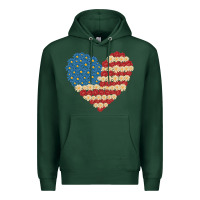 Sports Green american heart flag Premium Hoodie - MaliasSmallBusiness
