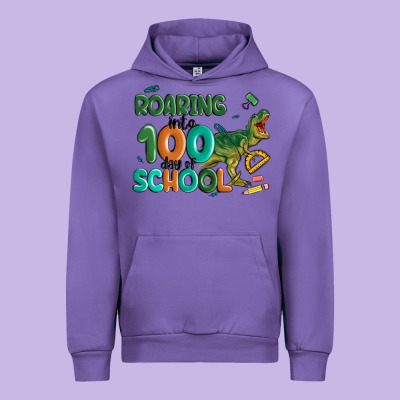 Roaring Into 100 Day Of School Urban Hoodie Designed By Maliassmallbusiness