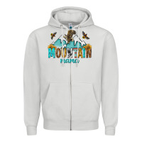 Dove Grey mountain mama Zipper Hoodie - texasbilliewilder