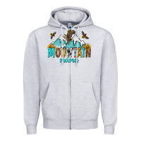 Heather Grey mountain mama Zipper Hoodie - texasbilliewilder