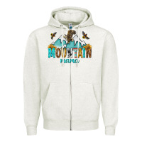 Oatmeal Heather mountain mama Zipper Hoodie - texasbilliewilder