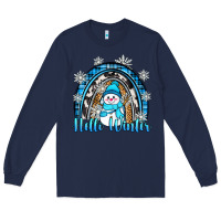 Navy hello winter rainbow Long Sleeve Tee - Zillion Design Studio