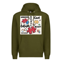 Army Green autism Premium Hoodie - MaliasSmallBusiness