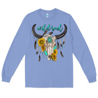 Colony Blue wild soul boho bull skull Long Sleeve Tee - texasbilliewilder