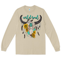 Mushroom wild soul boho bull skull Long Sleeve Tee - texasbilliewilder