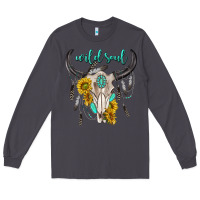 Smoke wild soul boho bull skull Long Sleeve Tee - texasbilliewilder