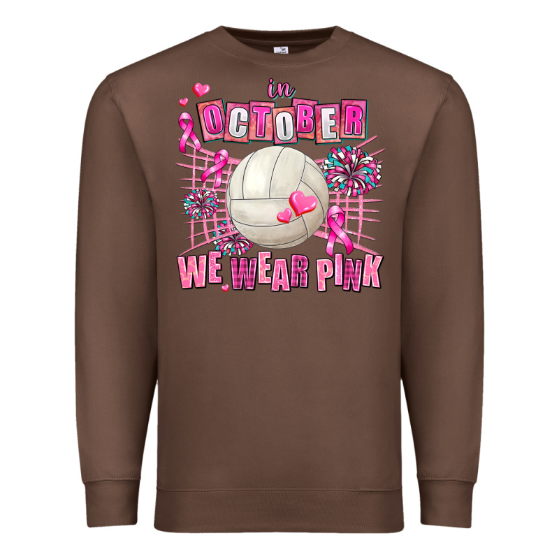 In October We Wear Pink Volleyball Premium Sweatshirt by AdoDesignShop | Teevron