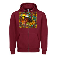 Burgundy western horse and sunflower Zipper Hoodie - RanaPortraitStore