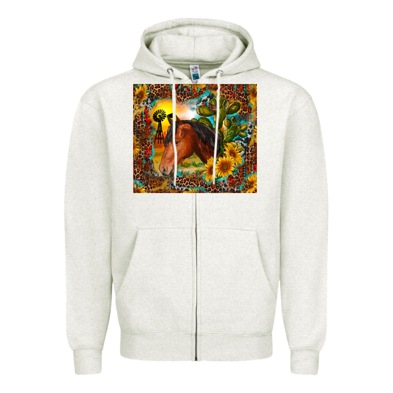 Western Horse And Sunflower Zipper Hoodie by RanaPortraitStore | Teevron
