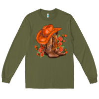 Army Green orange  cowgirl  and roses Long Sleeve Tee - AdoDesignShop