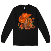 Black orange  cowgirl  and roses Long Sleeve Tee - AdoDesignShop