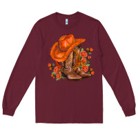 Burgundy orange  cowgirl  and roses Long Sleeve Tee - AdoDesignShop