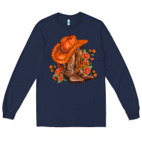 Navy orange  cowgirl  and roses Long Sleeve Tee - AdoDesignShop