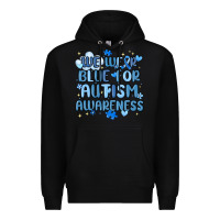 Black we wear blue for autism awareness Premium Hoodie - MaliasSmallBusiness