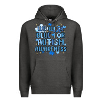 Charcoal Heather we wear blue for autism awareness Premium Hoodie - MaliasSmallBusiness