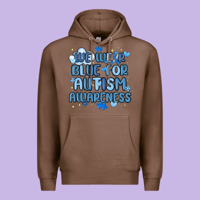 We Wear Blue For Autism Awareness Premium Hoodie Designed By Maliassmallbusiness