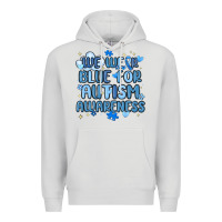 Dove Grey we wear blue for autism awareness Premium Hoodie - MaliasSmallBusiness