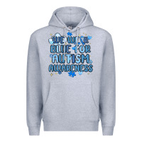 Heather Grey we wear blue for autism awareness Premium Hoodie - MaliasSmallBusiness