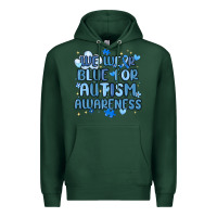 Sports Green we wear blue for autism awareness Premium Hoodie - MaliasSmallBusiness