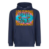 Navy coffee teach repeat Heavyweight Hoodie - HRA Design Shop