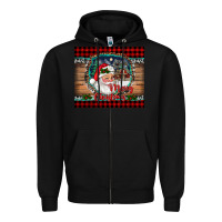 Black merry christmas santa and farm Zipper Hoodie - RanaPortraitStore