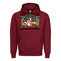 Burgundy merry christmas santa and farm Zipper Hoodie - RanaPortraitStore