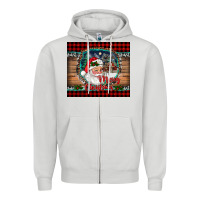 Dove Grey merry christmas santa and farm Zipper Hoodie - RanaPortraitStore