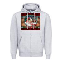 Heather Grey merry christmas santa and farm Zipper Hoodie - RanaPortraitStore