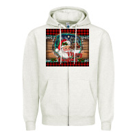 Oatmeal Heather merry christmas santa and farm Zipper Hoodie - RanaPortraitStore