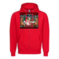 Red merry christmas santa and farm Zipper Hoodie - RanaPortraitStore