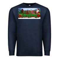 Navy merry christmas with santa claus license plate Premium Sweatshirt - BundleAndBundleShop