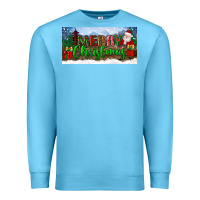 Ocean Blue merry christmas with santa claus license plate Premium Sweatshirt - BundleAndBundleShop