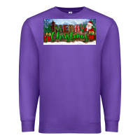 Purple merry christmas with santa claus license plate Premium Sweatshirt - BundleAndBundleShop