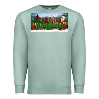 Seafoam merry christmas with santa claus license plate Premium Sweatshirt - BundleAndBundleShop