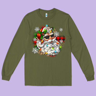 Long Sleeve Tee santa with sunglasses christmas