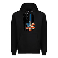 Black ems american flag Premium Hoodie - MaliasSmallBusiness