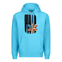 Ocean Blue ems american flag Premium Hoodie - MaliasSmallBusiness