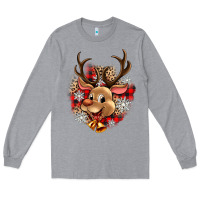 Heather Grey reindeer christmas Long Sleeve Tee - Zillion Design Studio