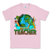 Bubblegum Pink sped teacher with earth globe Classic Tee - texasbilliewilder