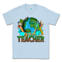 Dusty Blue sped teacher with earth globe Classic Tee - texasbilliewilder