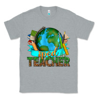 Heather Grey sped teacher with earth globe Classic Tee - texasbilliewilder