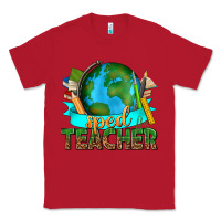 Red sped teacher with earth globe Classic Tee - texasbilliewilder
