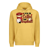 Antique Gold i run on coffee and baseball Premium Hoodie - MaliasSmallBusiness
