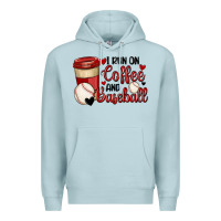 Blue Mist i run on coffee and baseball Premium Hoodie - MaliasSmallBusiness