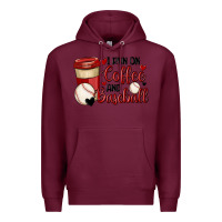 Burgundy i run on coffee and baseball Premium Hoodie - MaliasSmallBusiness