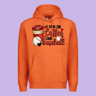 I Run On Coffee And Baseball Premium Hoodie Designed By Maliassmallbusiness