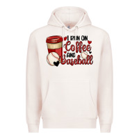 Pale Pink i run on coffee and baseball Premium Hoodie - MaliasSmallBusiness