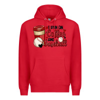 Red i run on coffee and baseball Premium Hoodie - MaliasSmallBusiness